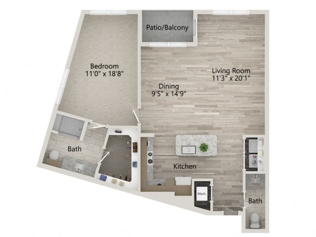 Floor plans are artist’s rendering. All dimensions are approximate. Actual product and specifications may vary in dimension or detail. Not all features are available in every apartment. Prices and availability are subject to change. - A7