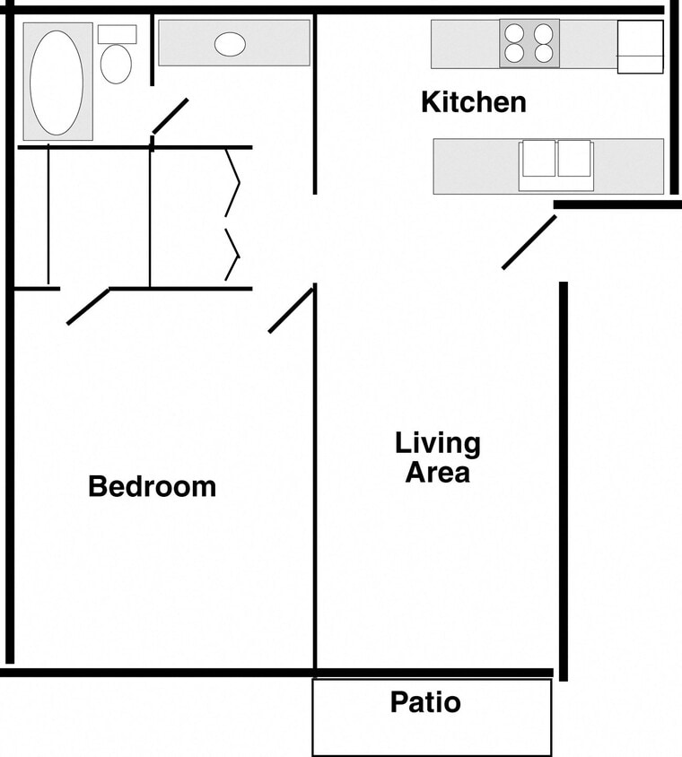 Floor Plan - One bedroom, 1 bath