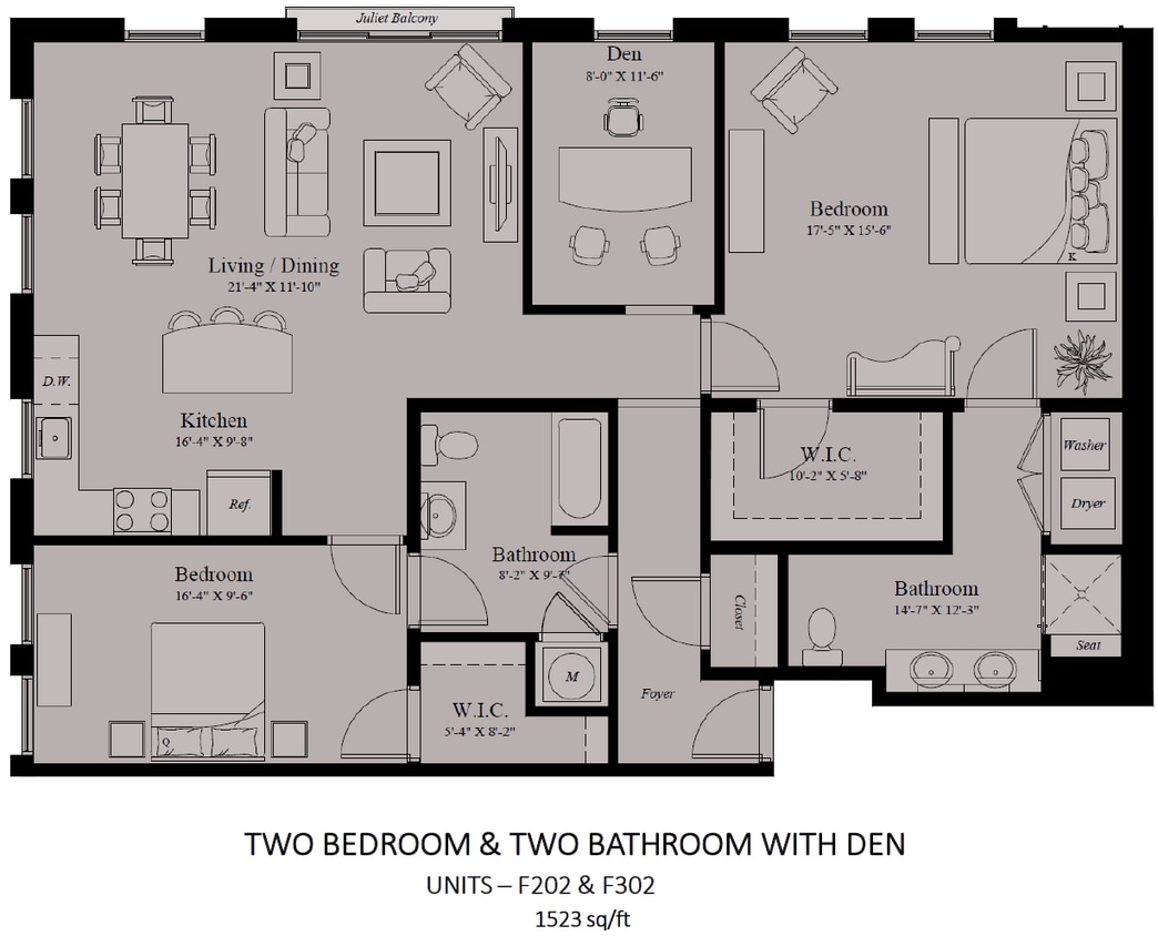 Floor Plan - 2 Bedroom 2 Bath+ Den