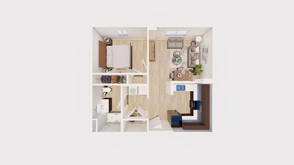 Floor Plan - 1 Bed 1 Bath (60%) 