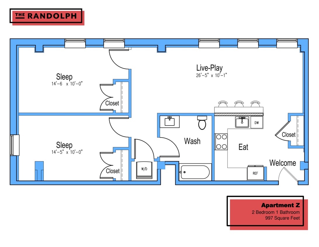 Floor Plan - 2Bed 1Bath Z