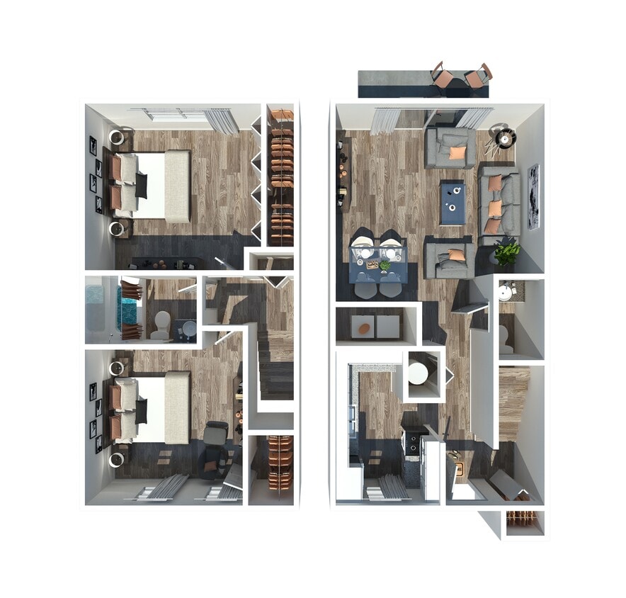 Two Bedroom - The Huntley 2 Bedroom 1.5 Bath Townhome