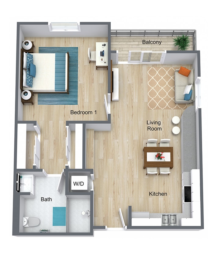 Floor Plan - The Seabreeze - One Bedroom