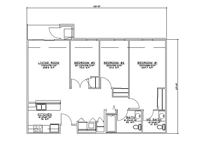 3BR/1.5BA - 3 Bedroom Unit