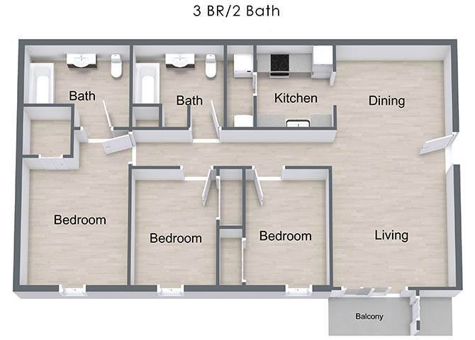 Floor Plan - Three Bedroom Apartment