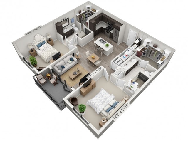 Floor plans are artist’s rendering. All dimensions are approximate. Actual product and specifications may vary in dimension or detail. Not all features are available in every apartment. Prices and availability are subject to change. - B1