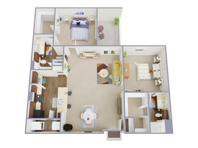 2 Bedroom, 2 Bathroom - 2 Bed, 2 Bath (80% Income Restricted)