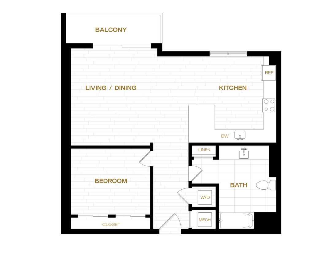 Floor Plan - 1 Bed/1 Bath-A13