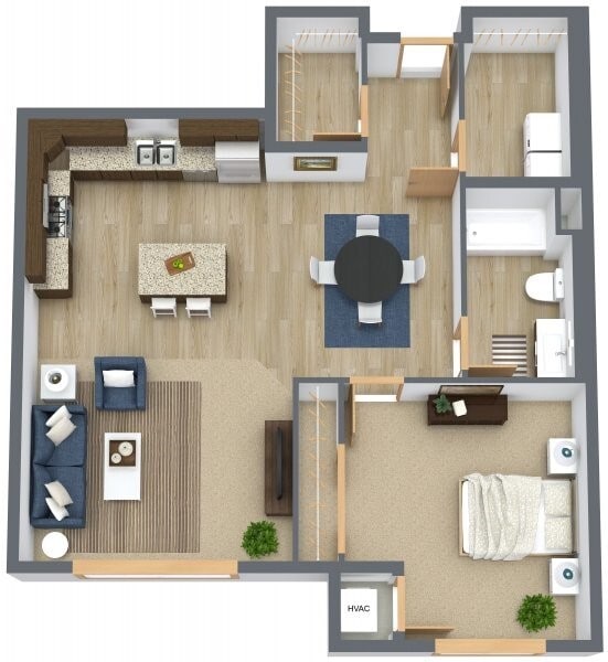 Floor Plan - 1 Bed - 1 Bath Large
