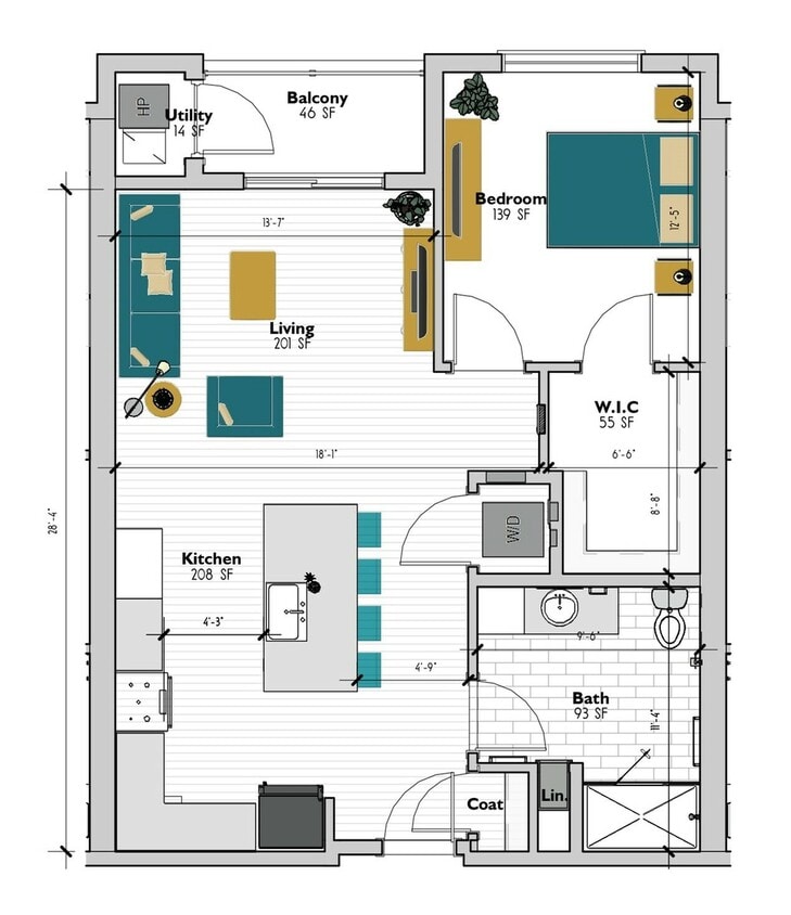 The Amherst - One Bedroom One Bathroom - Amherst