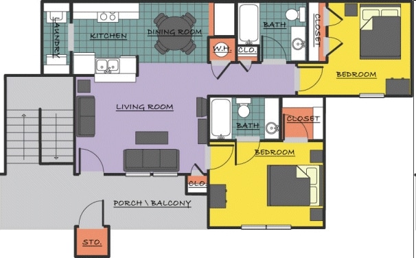 2BR/2BA - 2BR