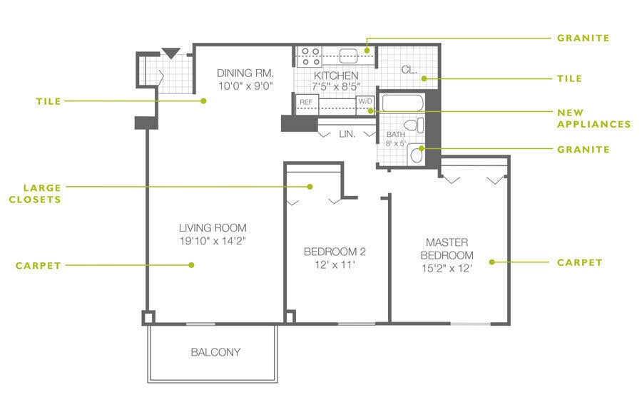 Floor Plan - 2 Bed | 2 Bath