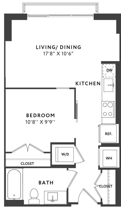 Floor Plan - 1 Bed 1 Bath E06