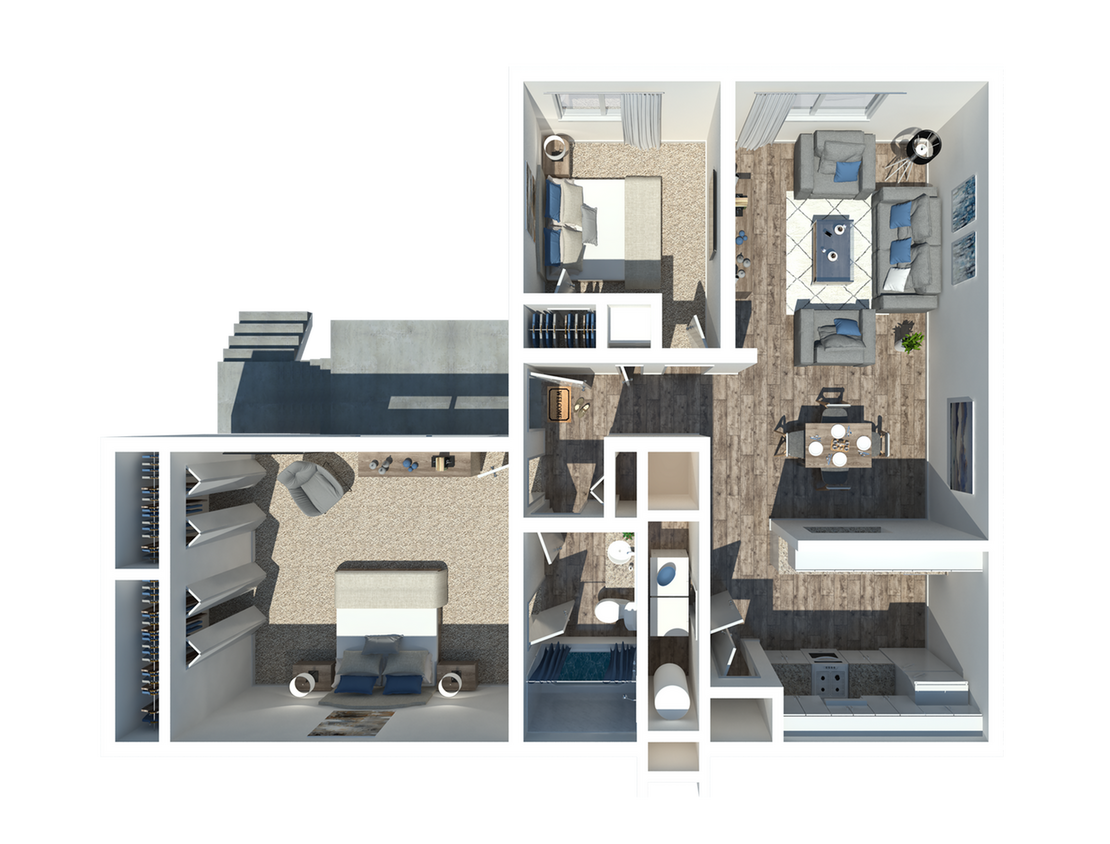 2B1BA - 2 Bedroom 1 Bath