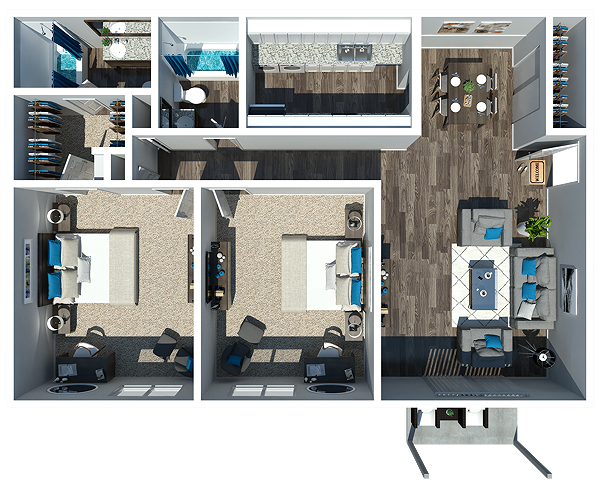 2 Bedroom 2 Bathroom - 2 Bedroom