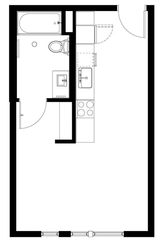 Floor Plan - Studio 1 Bath S1