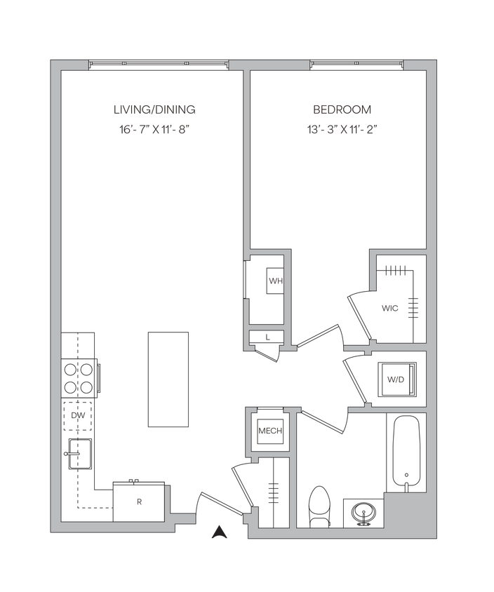 Floor Plan - A18 - 1BR 1BA (746 SF)