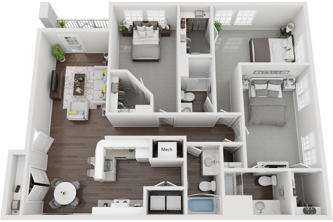 Floor Plan - The Charleston 3 Bedroom 3 Bath