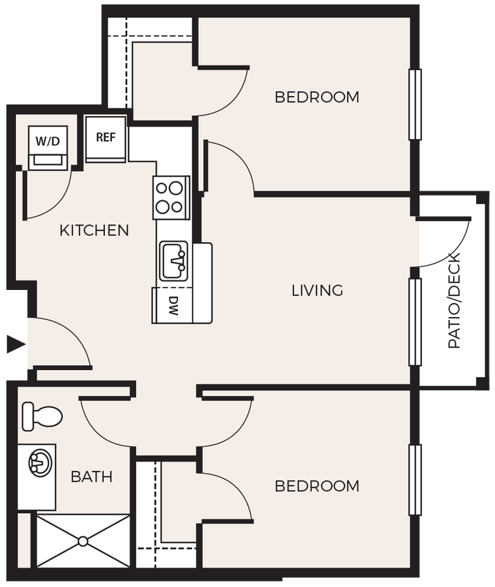 Floor Plan - 2 Bed 1 Bath  B3