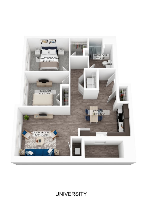 Floor Plan - University (2 Bedrooms)