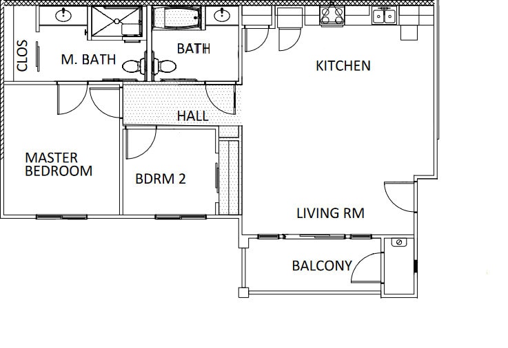 Floor Plan - 2 Bed 2 Bath