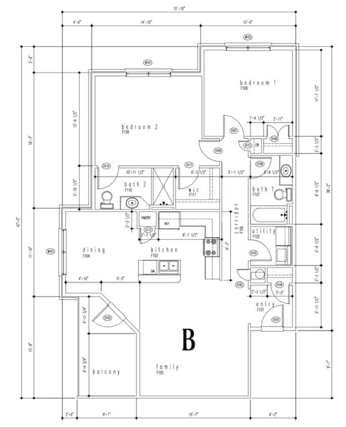 Floor Plan - Larger Two Bedroom