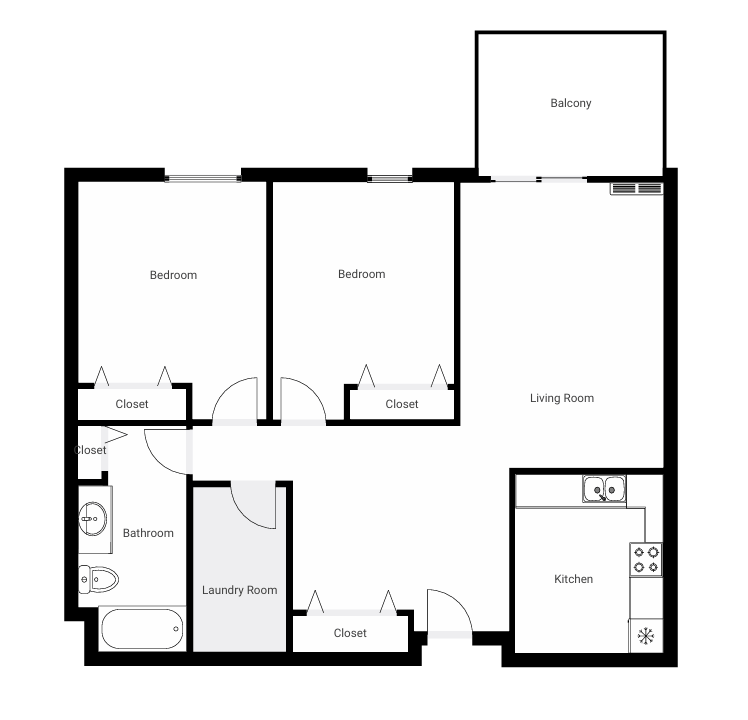 Floor Plan - 2 Bed/ 1 Bath B