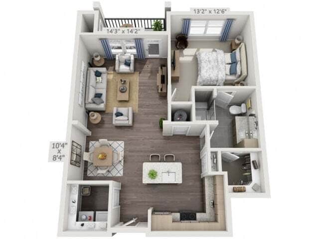 Floor plans are artist’s rendering. All dimensions are approximate. Actual product and specifications may vary in dimension or detail. Not all features are available in every apartment. Prices and availability are subject to change. - A2P