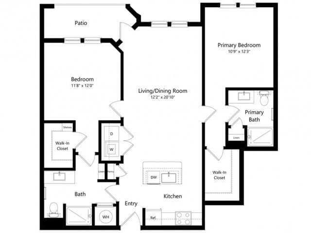 Floor plans are artist’s rendering. All dimensions are approximate. Actual product and specifications may vary in dimension or detail. Not all features are available in every apartment. Prices and availability are subject to change. - B3