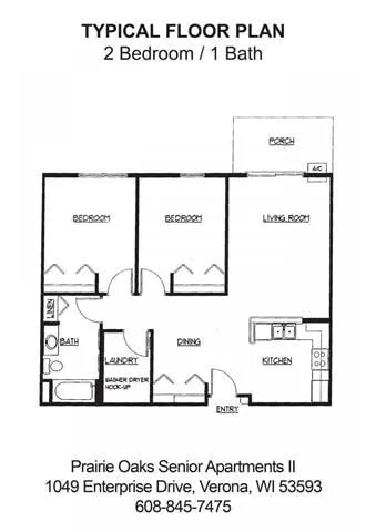 Floor Plan - 2 Bed/ 1 Bath - B