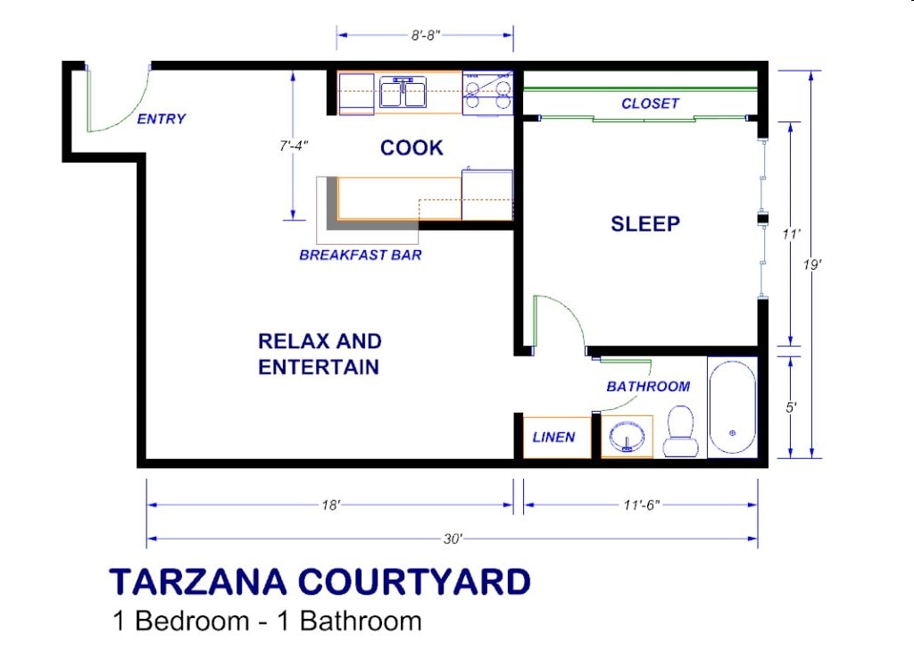 1BR/1BA - Medium 1 Bed 1 Bath