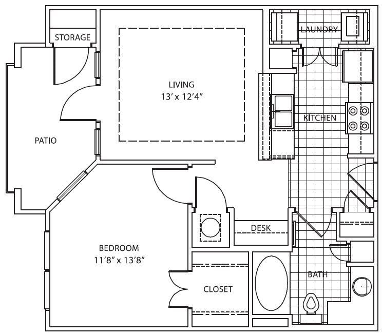 Avana Uptown - Plan 1 - 1 Beds - 1 Baths - 725 Sq. ft. - Plan 1