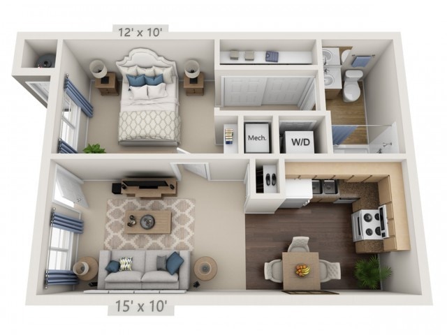 Floor plans are artist’s rendering. All dimensions are approximate. Actual product and specifications may vary in dimension or detail. Not all features are available in every apartment. Prices and availability are subject to change. - Garfunkel