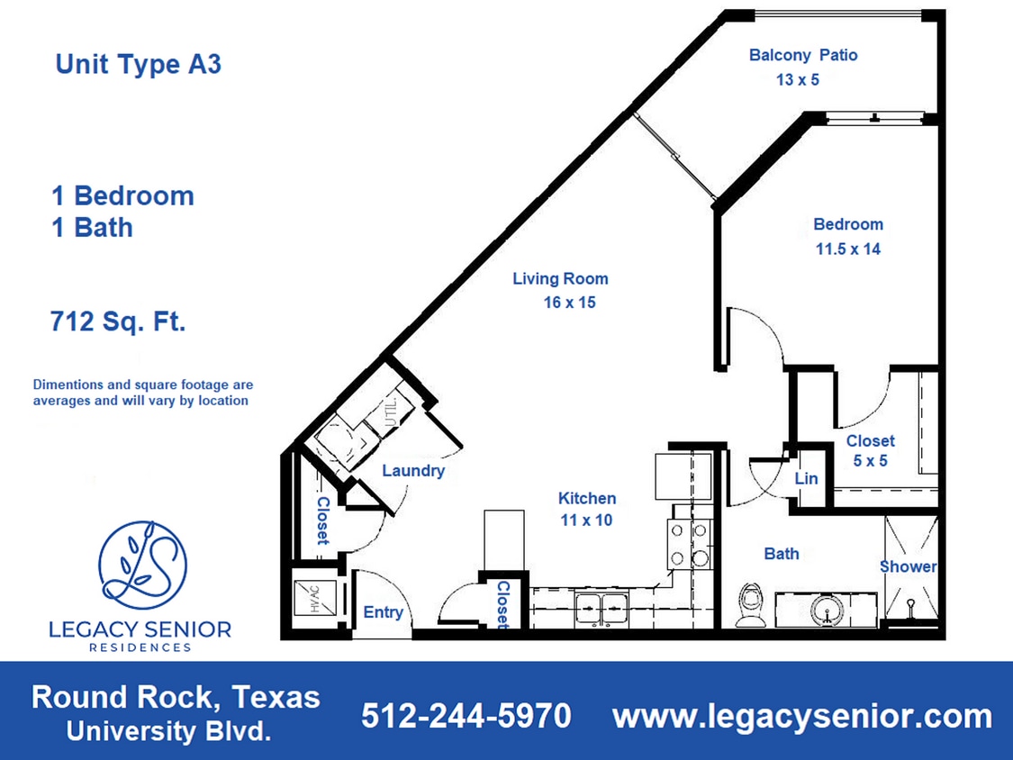 Floor Plan - 1x1 A3 60% HCP - Mobility