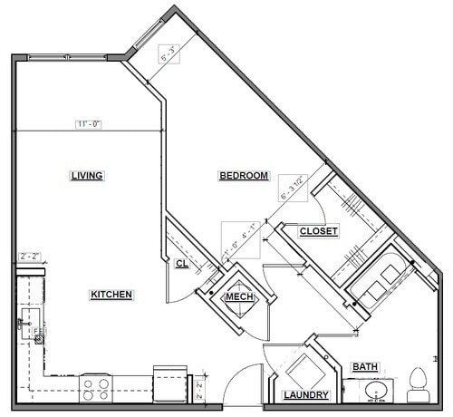Floor Plan - 1B-50%