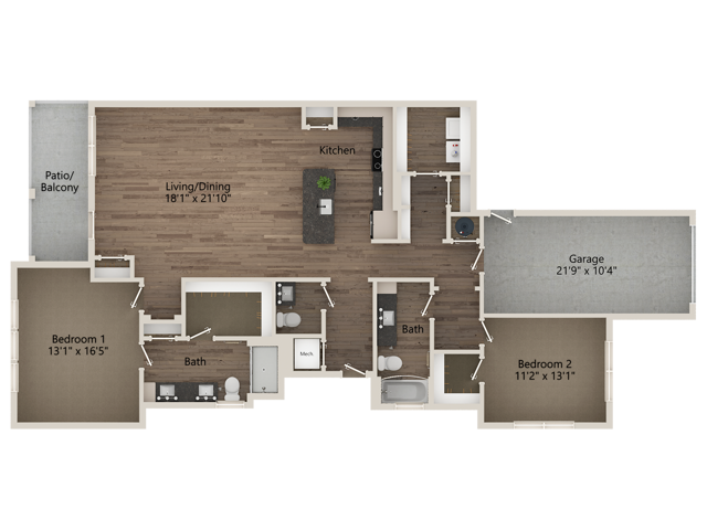Cottage 2 Bedroom 2 Bathroom 1576 sq ft - Cottage