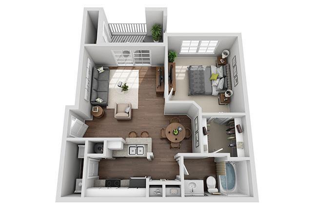 Floor Plan - Azalea 1 Bedroom 1 Bath Renovated
