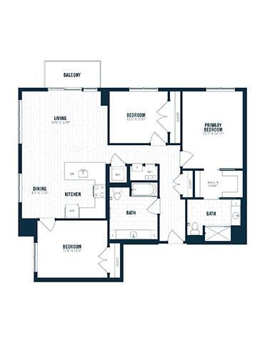 Floor Plan - D2 | 3 Bed | 2 Bath