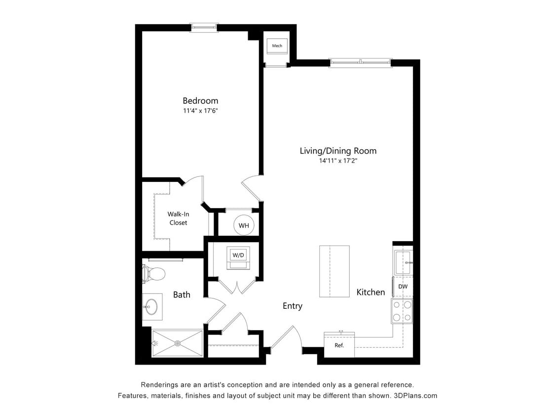 Floor Plan - A4-One Bed, One Bath