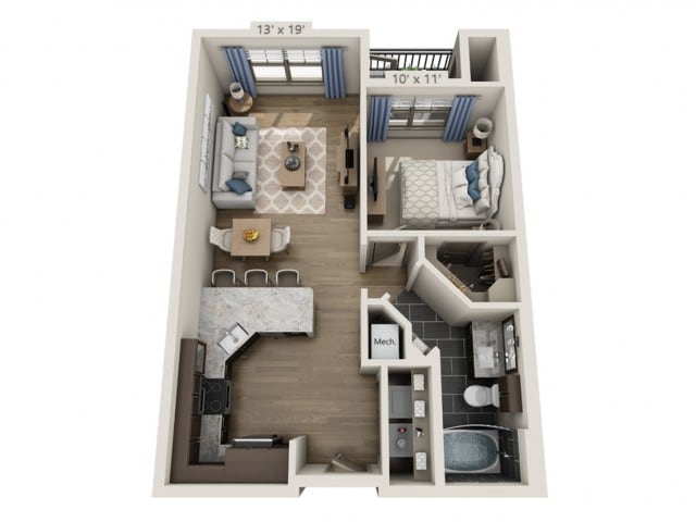 Floor plans are artist’s rendering. All dimensions are approximate. Actual product and specifications may vary in dimension or detail. Not all features are available in every apartment. Prices and availability are subject to change. - Nash A