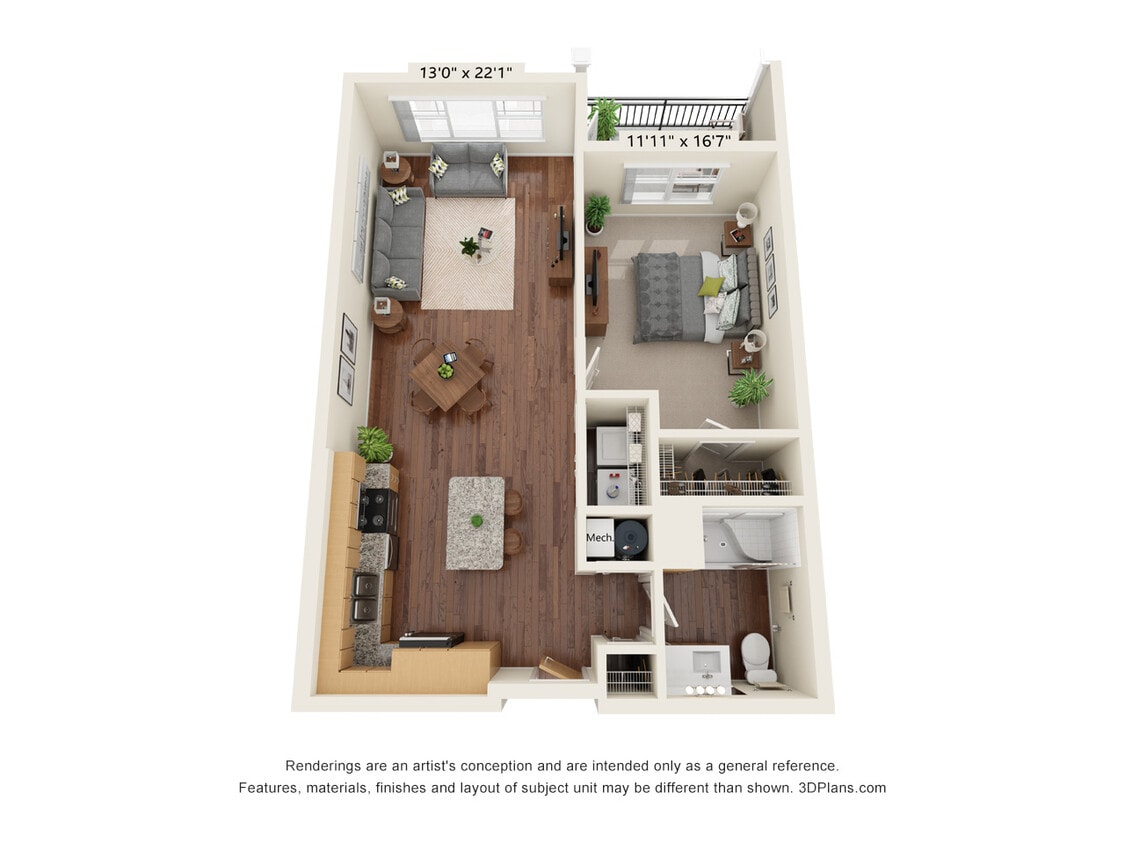 Floor Plan - One Bedroom A1