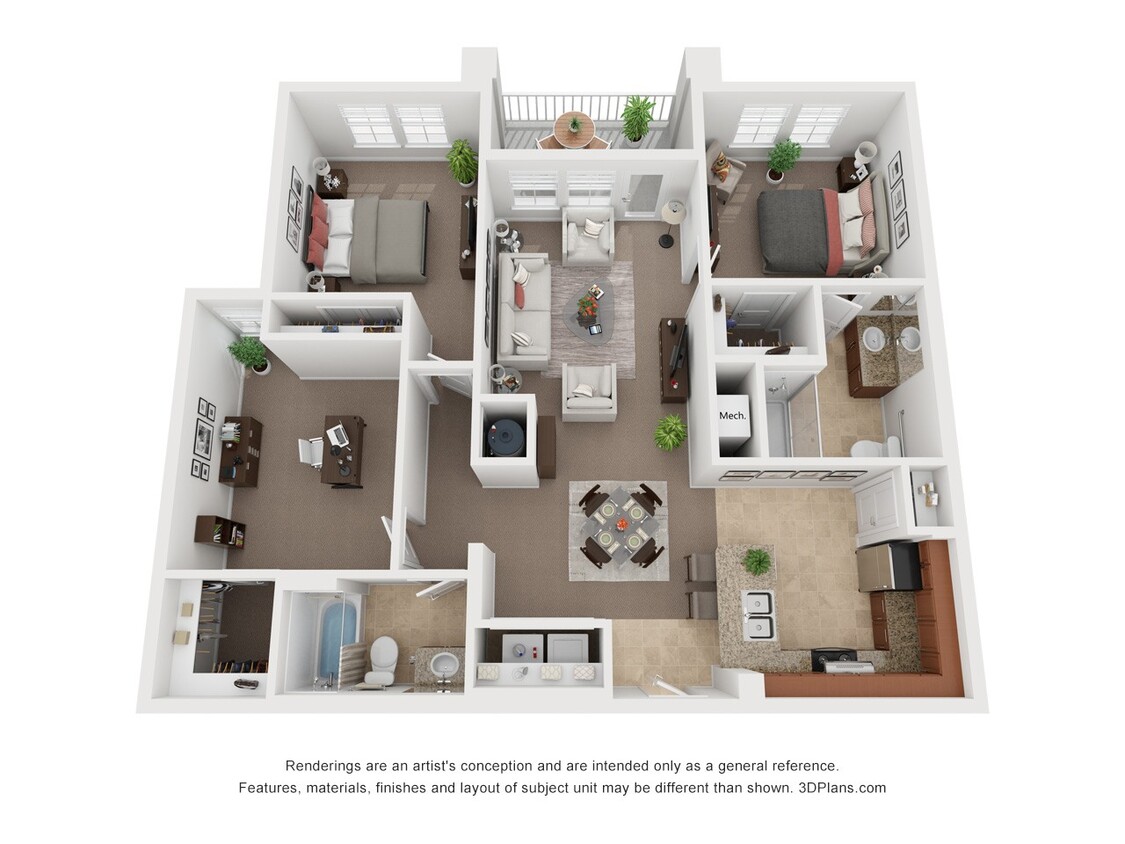 Floor Plan - Two Bedroom w/Zen Den (b)