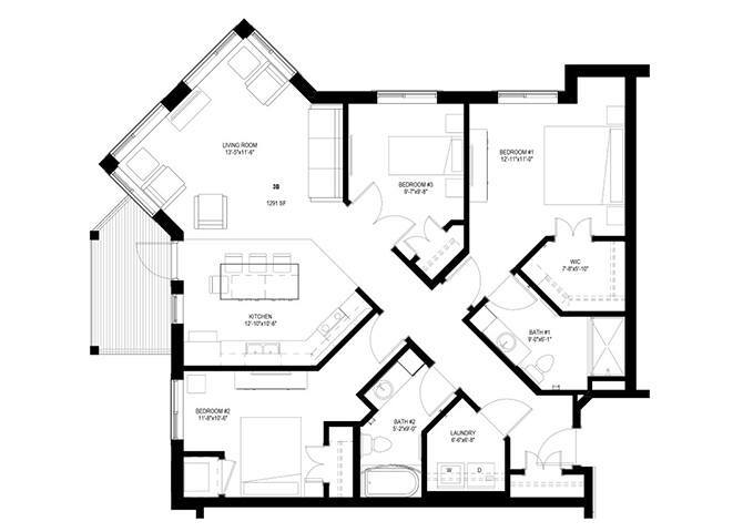 Floor Plan - Three Bedroom - B
