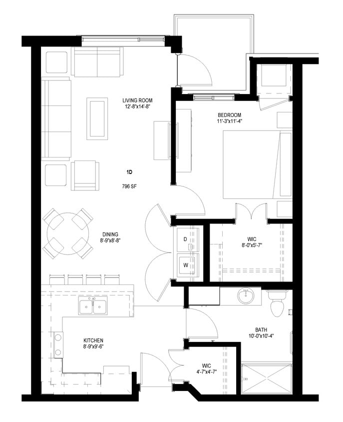 Floor Plan - One Bedroom - D