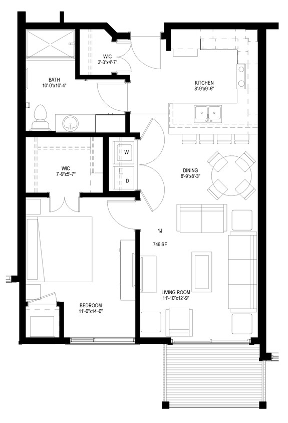 Floor Plan - One Bedroom - J