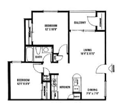 2BR/1BA - 2BR/1BA - Model D