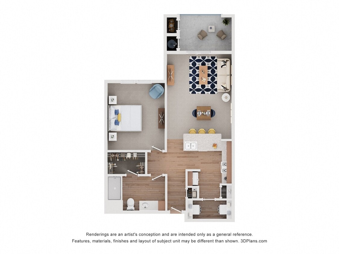 Floor Plan - One Bedroom - Miller