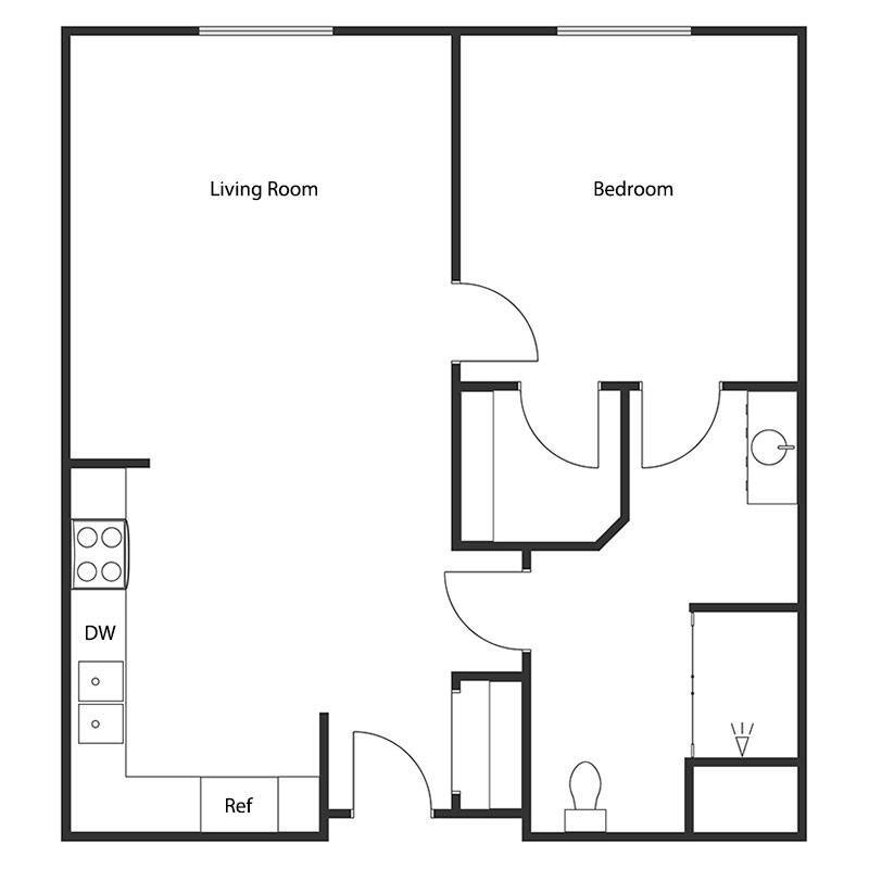 Floor Plan - 1 BED 1 BATH