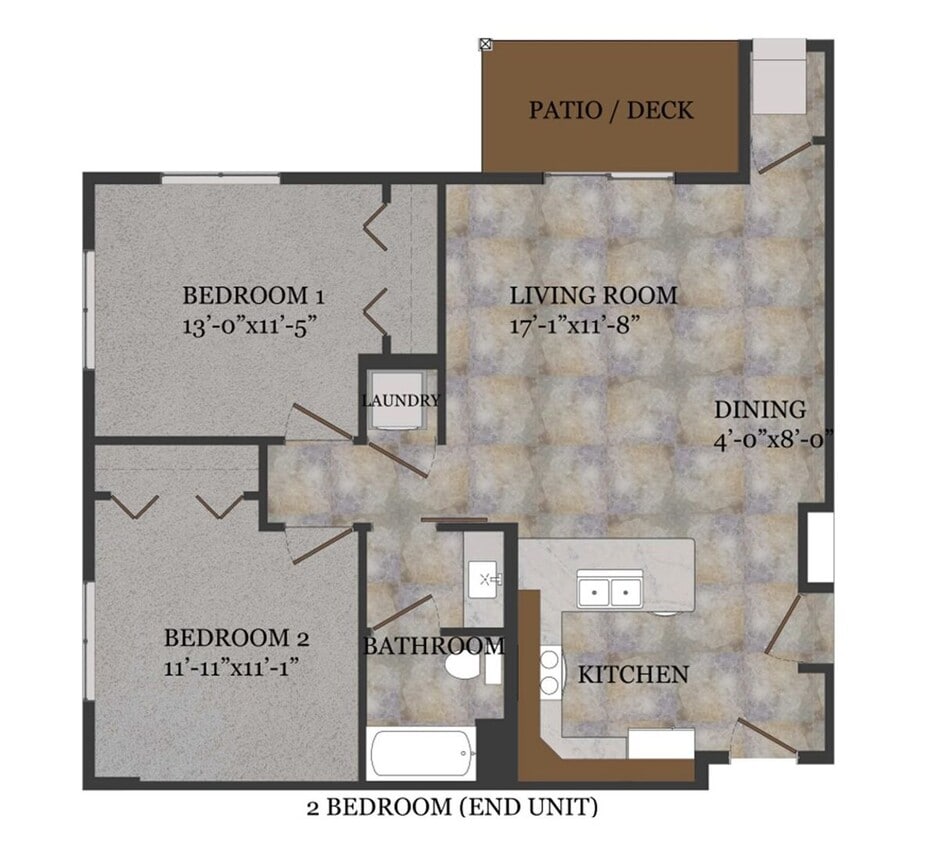 Floor Plan - 2 Bedroom Corner