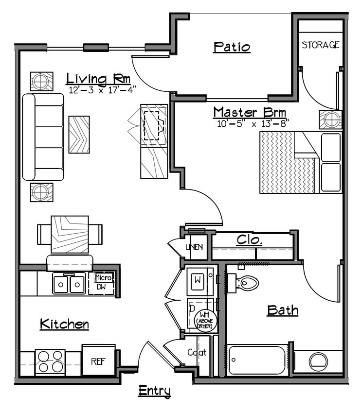 One Bedroom - 641 sf - One Bedroom